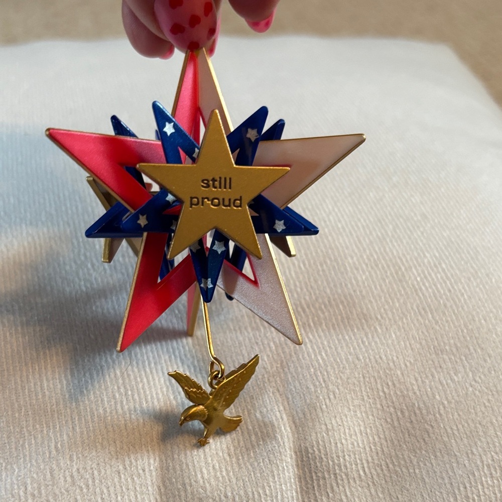 3 D Patriotic Star Ornament w/ Gold - Still Proud- Still Free - Still Brave